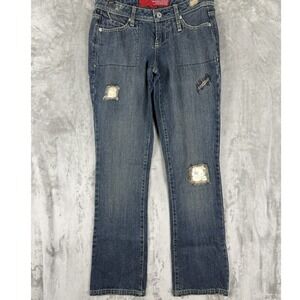 Y2K GUESS JEANS Womens Size 26 Blue Denim Patchwork Sequin Bootcut‎ Jeans